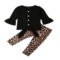 Codeop odjeća Set Baby Girls bljeskalica Slijede gumb Tipka + leopard pantalone za ispis
