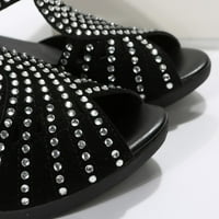 DPYSESERENSIO Ljetne dame cipele otvorene nožne sandale pune boje casual ženske sandale crne 9.5