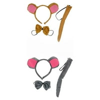 Postavlja Cosplay Mouse Dobavljači miša uši za glavu za glavu na glavu kravate za plišane kostime zalihe