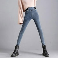 Žene visokog struka traperice crne tanke fit elastične struke dame Jeans hlače Stretch gamaše plava