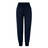 Ležerne pantalone za žene Yoga Joggers Loosne vježbe Dukserne hlače udobne salone sa džepovima veličine