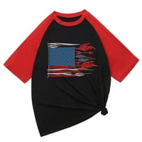 Jsaierl 4. srpnja Majice Muška patriotska zvijezda i pruge Grafički teže klasični okrugli vrat TOP PATCHWork Vintage majica kratkih rukava