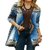 Colisha Ženska odjeća Kardigan Omotači jakna s dugim rukavima Labavi odmor Geometrijske jakne plave