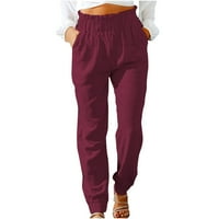 Poklonstvena ženska hlače Čišćenje modnih žena Ljetna casual labava pamučna i posteljina džepa Solid pantalone