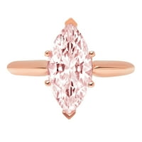 2. CT sjajan markizni rez simulirani ružičasti dijamant 14k ružičasti zlatni pasijans prsten sz 4.75