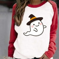 Prodaja dugih rukava sa dugim rukavima za žene casual Halloween Cute Ghost tiskani pulover vrhovi Trendy