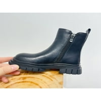 Ymiytan Child Modne cipele za gležnjeve Party Chunky Platform Comfort kratki čizmi crni pamuk 2,5y