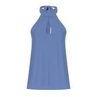 STAMZOD Ljetni vrhovi za žene Modni prodani u boji okrugli vrat Udobna labava majica bez rukava bez