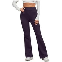 Zyekqe ženske hlače Ležerne tanki visoki elastični struk čvrste boje Sportska sportska joga bljeskalice