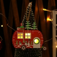 Mveomtd privjesak Svjetlosni božićni drveni drveni mali kreativni šuplji ukras automobila kućni dekor
