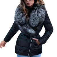 Odeerbi jakne za žene dame sjajne kratke kratke kožom s dugim rukavima pamučna jakna crna