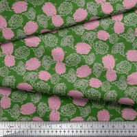 Soimoi Green Viscose šifon tkanina Peony cvjetni ispisani tkaninski dvorište širom