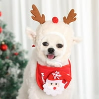 Pas mačka Pet Santa šešir s bandana šal, božićne posude za ventil za vjetrenicu za glavu PET kostim