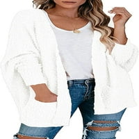 Žene otvoreni prednji karijski džemperi za košulje od laganog rukava sa džemper sa džepovima