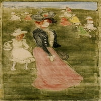 Dama u ružičastoj suknji Poster Print Maurice Brazil Prendergast