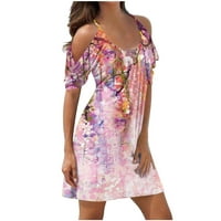 Žene Boho Halter vrat hladni ramena kratki rukav plus veličina haljina haljina na plaži scoop vrat cvjetni