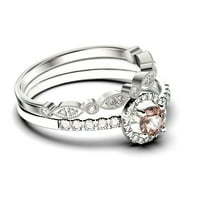 Zasljepljujući minimalistički 1. katamanski prsten za morgatit i dijamantski moissitni prsten, vjenčani