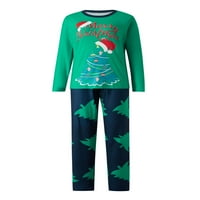 Kelajuan Christmas Porodičan Pijamas, dugih rukava s dugim rukavima Tors za rub + duge hlače, štenad