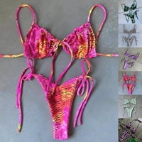 Ženski kupaći kostimi Prints Bikini Strappy Split Split Split Split set, crni