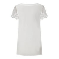 Ženski vrhovi ženske modne casual labav V-izrez otisnuta majica kratkih rukava Top bijela s