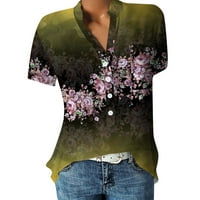 Comfy i casual majica ljetne modne košulje za vrat džepne tipke Bluza Vježba kratkih rukava Vintage