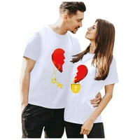 Pgeraug Valentinovo muškarci zaljubljeni za Valentinovo, tiskani kratki rukav za bluzu majica majica