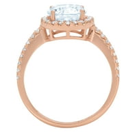 1.86ct okrugli rez plavi simulirani dijamant 14k ružičasti ružičasti zlato ugraviranje izjava bridalna