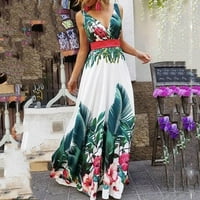 HESXUNO MAXI haljina za žene Ljetni modni ženski ljetni V-izrez bez rukava bez rukava sa kolekcijom