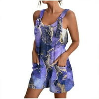 Borniu Jumpsuits za žene, s modnim ljetnim print casual rukavama bez rukava kratki kombinezon za komplekse