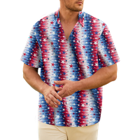 Havajska majica za muškarce Star Stripes 4. jula kratkih rukava kratkih rukava Casual America Zastava