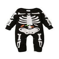 Calsunbaby novorođenčad novorođene dječje dječake Halloween kombinezon skelet skelent bomboni Print dugih rukava okrugli izrez za rub