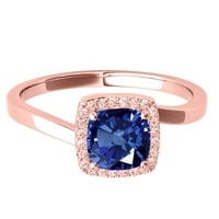 Mauli dragulji za žene 2. Carat Diamond i rez za jastuk stvorio je safir prsten prong 10k čvrsta ruža,