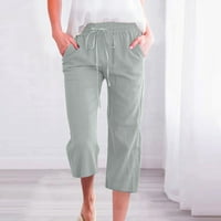 Gathrrgyp Ljetni padovi plus pantalone za žensko čišćenje ispod 5 dolara, modne ženske ležerne čvrste boje elastične labave hlače ravno široke pantalone za noge sa džepom