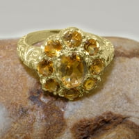 Britanci napravili su pravi solidni kruni 9k žuto zlatni prirodni citrinski ženski prsten za angažman - veličine 6,25