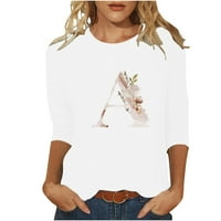 Smiješni slovi tiskani rukav za žene Ležerne prilike cvjetne grafičke grafike Crta majica TEES TRENDY