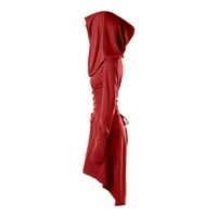 Ženska haljina s dugim rukavima ležerna haljina dugih rukava dugih rukava s kapuljačom crvena xxl