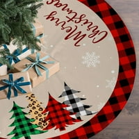 Suknja za božićnu drvcu - Crni crveni bizoni plairani božićni suknje za ukrašavanje - snježne pahuljice plairani božićni ukrasi za božićne ukrase za zabavu na otvorenom