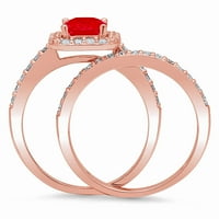 2. CT smaragdni rez ružičasti simulirani turmalinski gem Real 18k ruža Gold Prilagodljiv laserski graviranje halo vječno jedinstvena art deco izjava godišnjica vjenčanja Angažman bridalni prsten set veličine 11