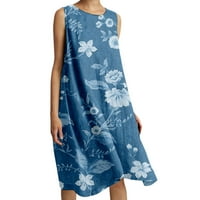 Haljine za žene Ženska casual labava elastična pamučna posteljina Udobna haljina na plaži Leptir Print