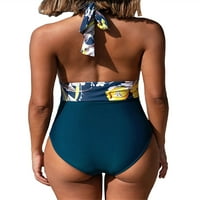 Lady Bodysuit kupaći kostimi Bikini cvjetni print Deep V-izrez za vezanje Halter kupaći kostimi za žene