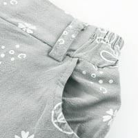 Anuirheih ženske tiskane ravne noge svečane ležerne hlače 7-točke hlače