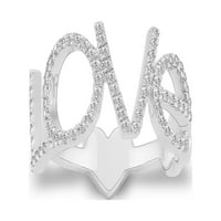 Fini nakit 14k bijeli zlatni dijamantski ljubavni prsten, veličina 6