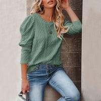 Symoidni pad džempera za žene - jesen i zimsku casual posadu izrez za izrez bluza pletenje dugih rukava čvrste vrhove džemperi zeleni l