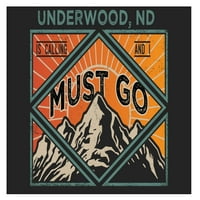 Underwood North Dakota 9x suvenir Drveni znak sa okvirom mora ići dizajn