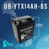 Zamjena baterije ub-ytx14ah-bs za Yamaha YFP Terrapro Cc ATV - tvornički aktivirani, bez održavanja, motociklistička baterija - 12V, 12Ah, gore