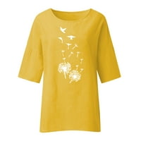 Žene sa rukavima Cvjetni izrez Cvjetni ispisani labavi TOP T košulje Casual Posteljina Tunika Tee Bluza