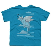 Leteći svinjski dječaci tirkizni plavi grafički tee - Dizajn ljudi XL