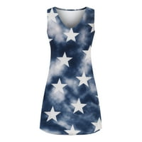 RBAOFUJIE haljine za žene 4. jula Američka zastava bez rukava bez rukava haljina