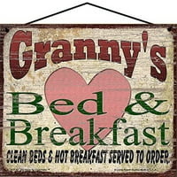 Granny's Noćenje s doručkom Vintage Stil Znak za baku - Day Day Day za bake - Dekorativna kuća za domaćinstvo