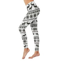 Ženske nogavice Stretne hlače Božićne tiske serije Visoko strukske hlače za stope kompresije za jogu